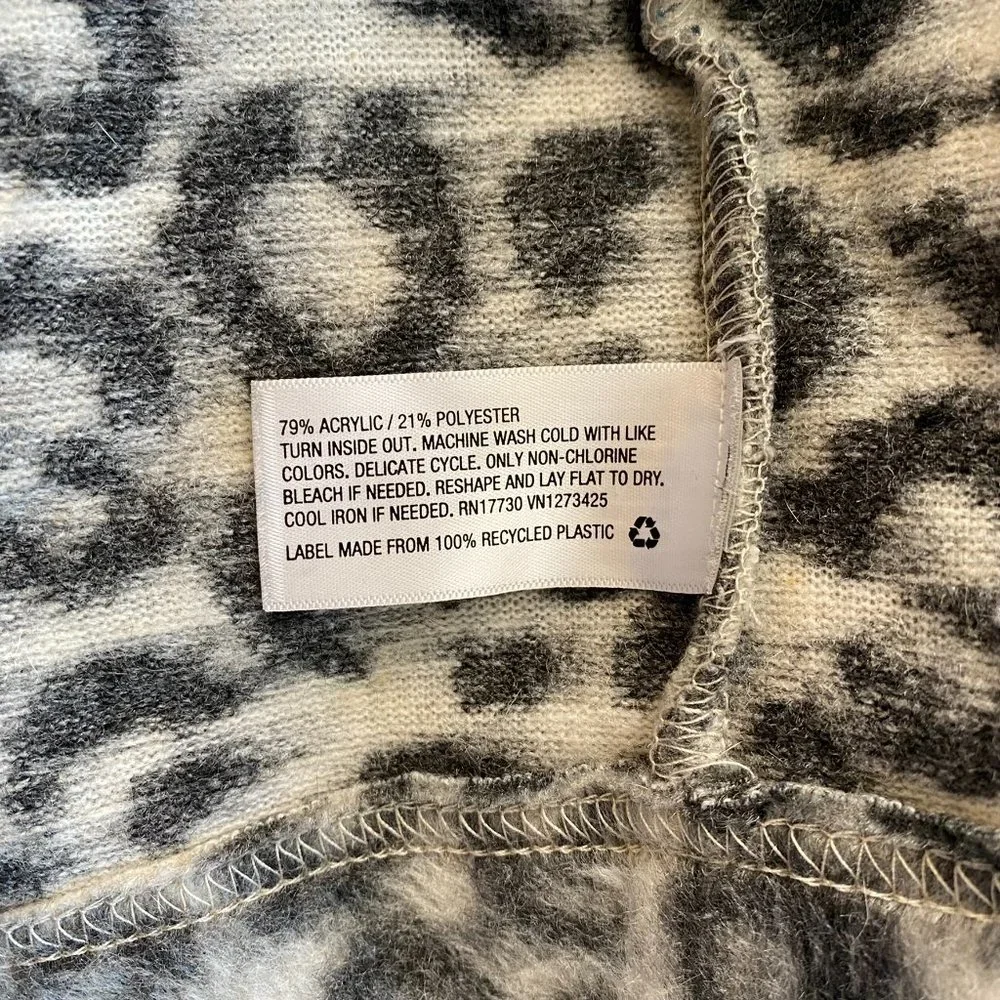 A New Day Animal Print Fleece Open Front Jacket in Gray